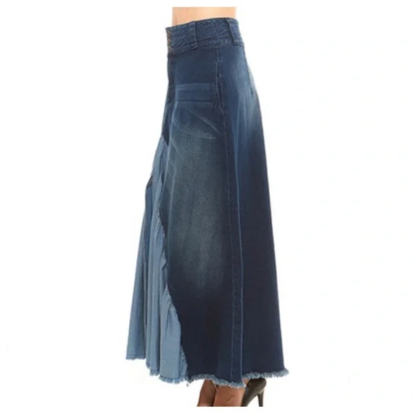 Red Jeans NYC Maxi Denim Skirt - Picture 12 of 13